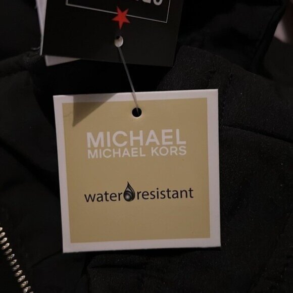 MICHAEL Michael Kors Womens Black Hooded Zip Water Resistant Raincoat Small NWT - Picture 10 of 11